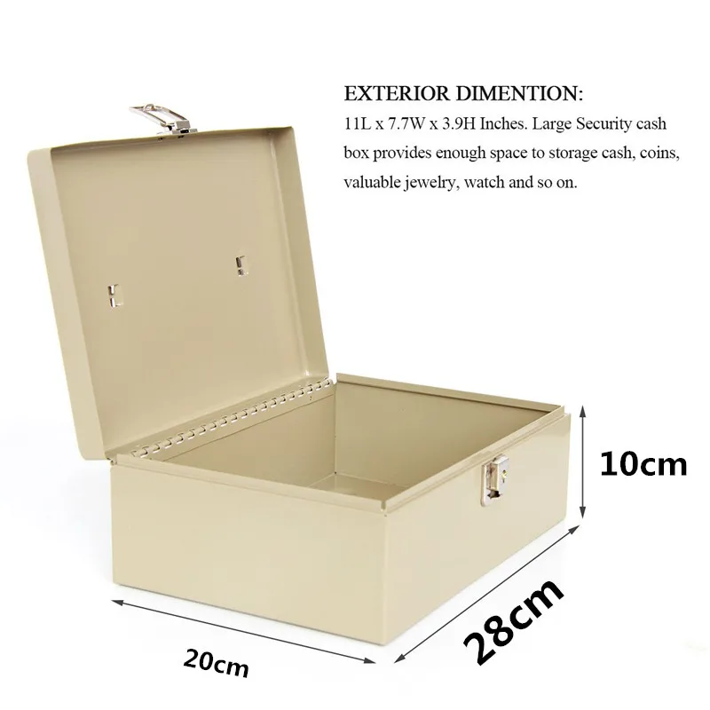 28cm*20cm*10cm Household safekeeping Piggy Bank Office Large Receiving Metal Savings Box Jewelry Safes