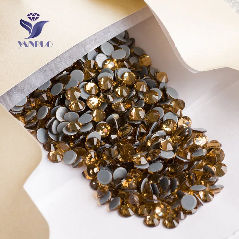 YANRUO 2058HF SS16-SS30 Lt Colorado Topaz Iron On Strass Hotfix Crystals Glass Stones Rhinestones Needlework Accessories