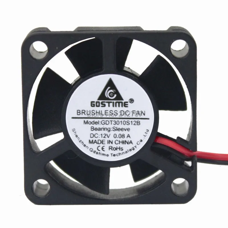 10pcs Gdstime Mini Cooler 5 Blade 2Pin DC 12V 3010 3cm 30mmx30mmx10mm 30MM Brushless Cooling Fan