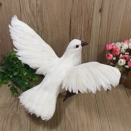 

artificial bird white peace dove model about 23x30x14cm spreading wings dove handicraft home garden decoration gift a2064