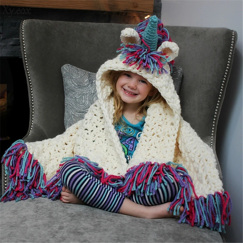 

Winter Children's Knitted Hat Scarf Set Unicorn Shawl Warm Hat Cute Kids Hat Fashion Cosplay Caps
