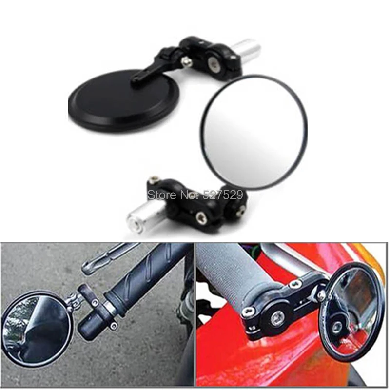 

2PCS FOLDABLE Motorcycle Bar End Mirrors Round 3" Convex Mirror 7/8" For Suzuki SV650 SV 650