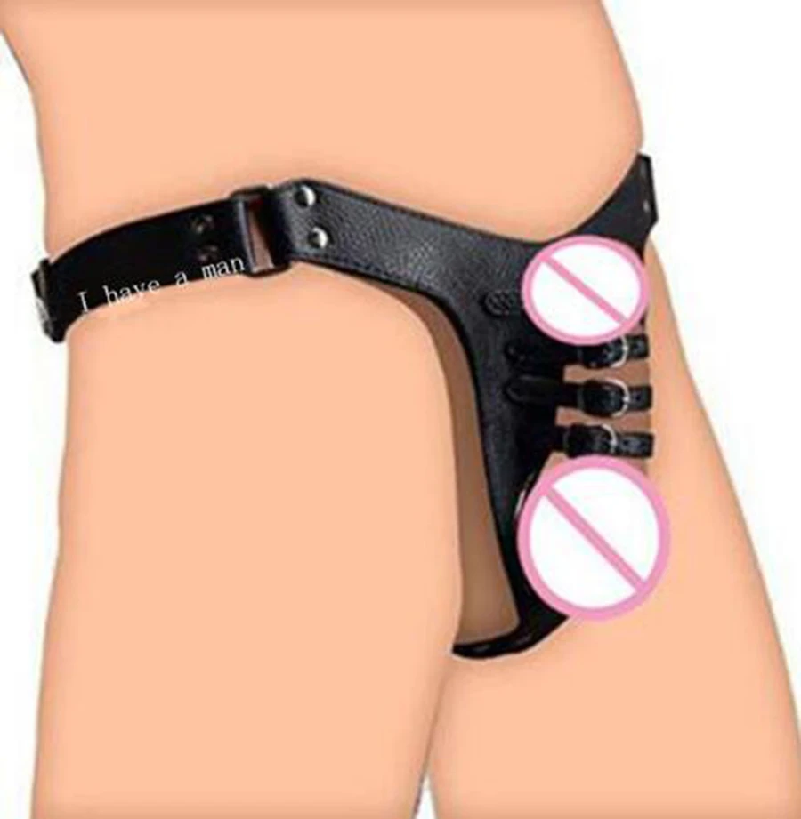 Erection Assist Leather Cock Ring Harness Thong,Thong-style Male Chastity Belt,Sexy Underwear,Adult Sex Toys For Men