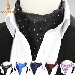 2018 Brand New Polyester Jacquard Men's Vintage Floral Jacquard Mens Cravats Novelty Wedding Slim Ascot Tie For Men Neckties Tie