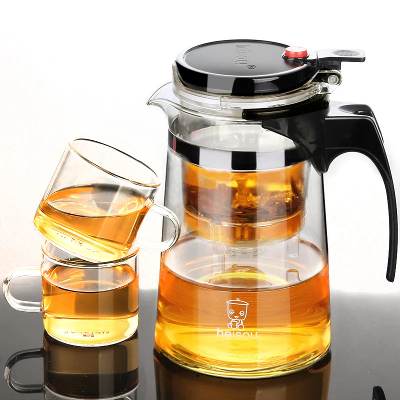 TUUTH 750ml Heat Resistant Glass Teapot Chinese kung fu Tea Set Puer Kettle Coffee Tea Infuser Convenient Office Tea Pot