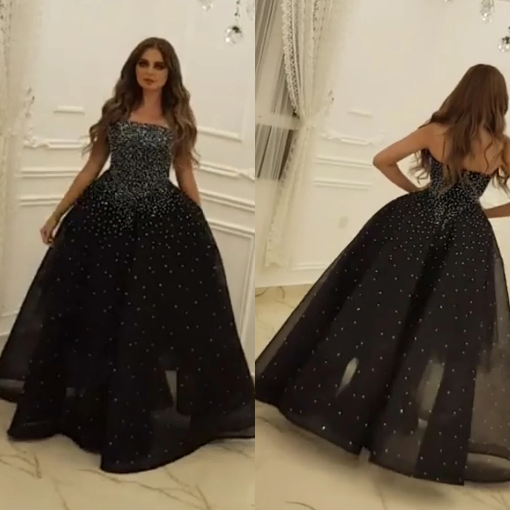 black prom dresses strapless beading crystal beaded evening dresses formal dresses arabic evening gowns 2019