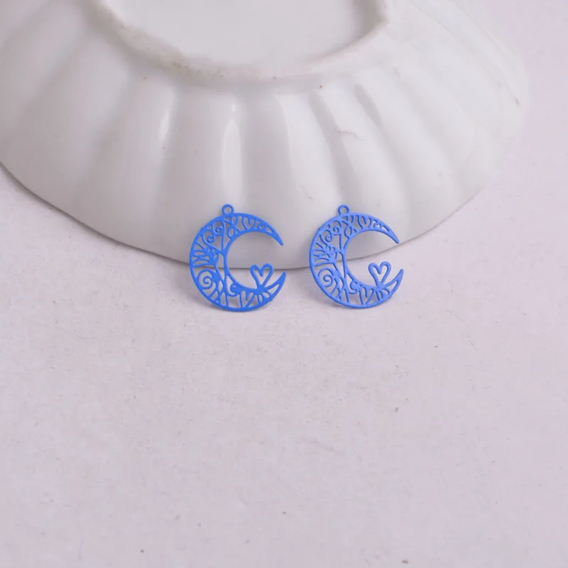 100 Stück AC2806 10mm*12mm Mond-Anhänger, Mond- und Herz-Motive, Kleine Schmuckteile, DIY-Schmuckzubehör – Detail 6