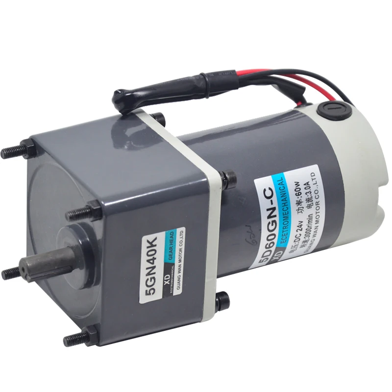 

12V 24V DC Motor, Micro Speed Adjustable Motor, 5D60GN-C 60W Slow Speed Motor, Gear Reducer and Low Speed Motor