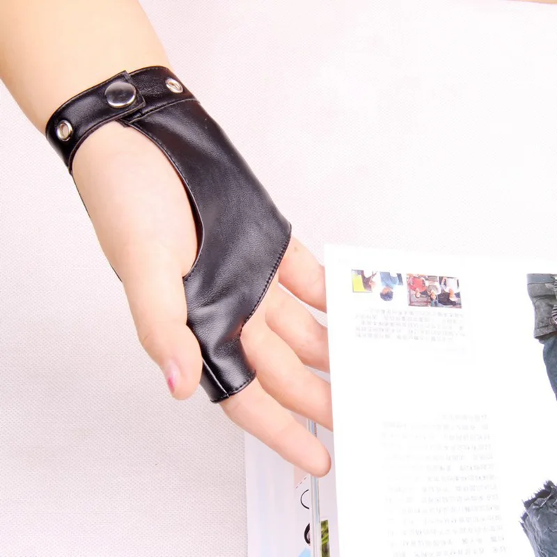 Personality men and women / universal rivet half fashion trend punk dance hip-hop fingerless leather gloves G215