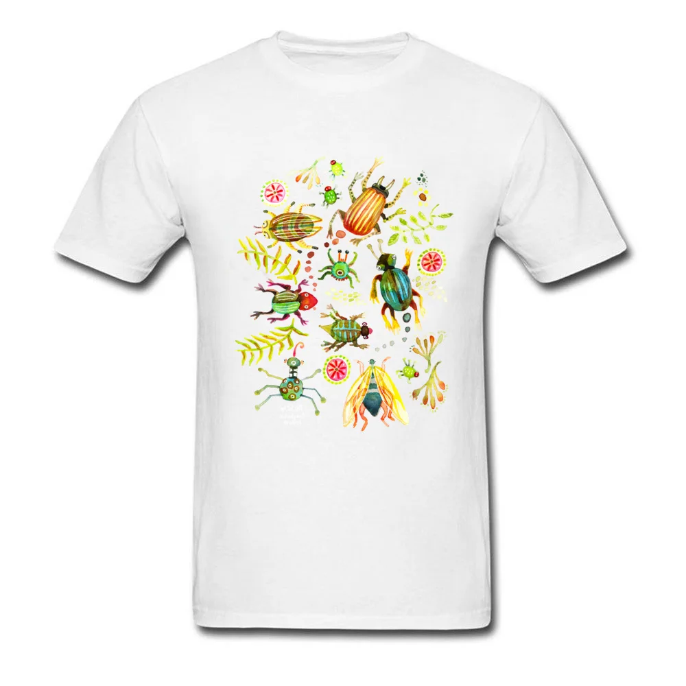 Summer Bugs And Insects T-shirt Men Casual T Shirt Black Tshirt Forest Style Clothes Childhood Tops Tees Cotton Fabric O Neck