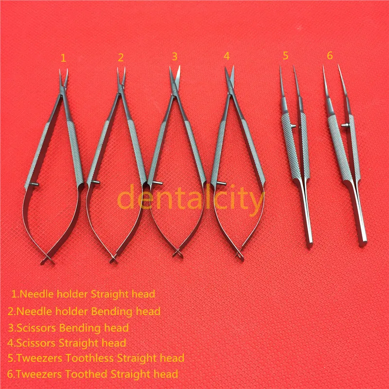 Stainless steel ophthalmic microsurgical instruments  14cm scissors+Needle holders +tweezers Stainless steel surgical tools