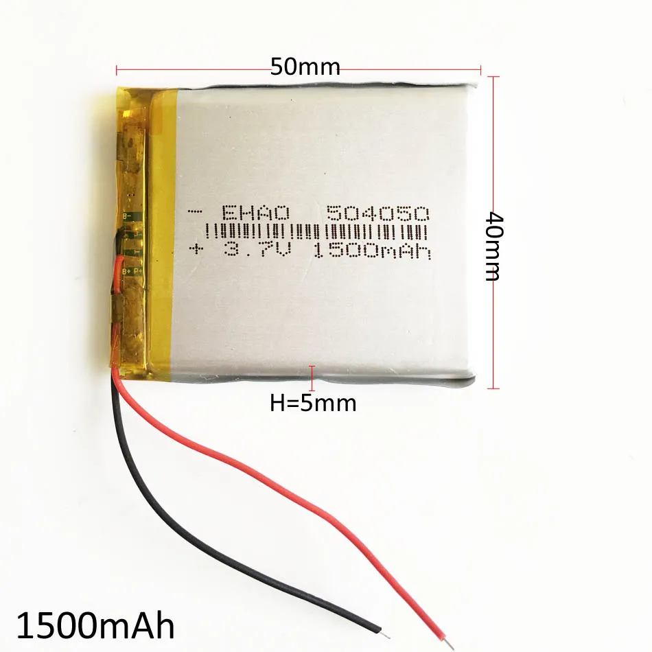 3.7V 1500mAh 504050 Lithium Polymer LiPo Rechargeable Battery Li ion cells For Mp3 DVD PAD mobile tablet pc power bank Camera