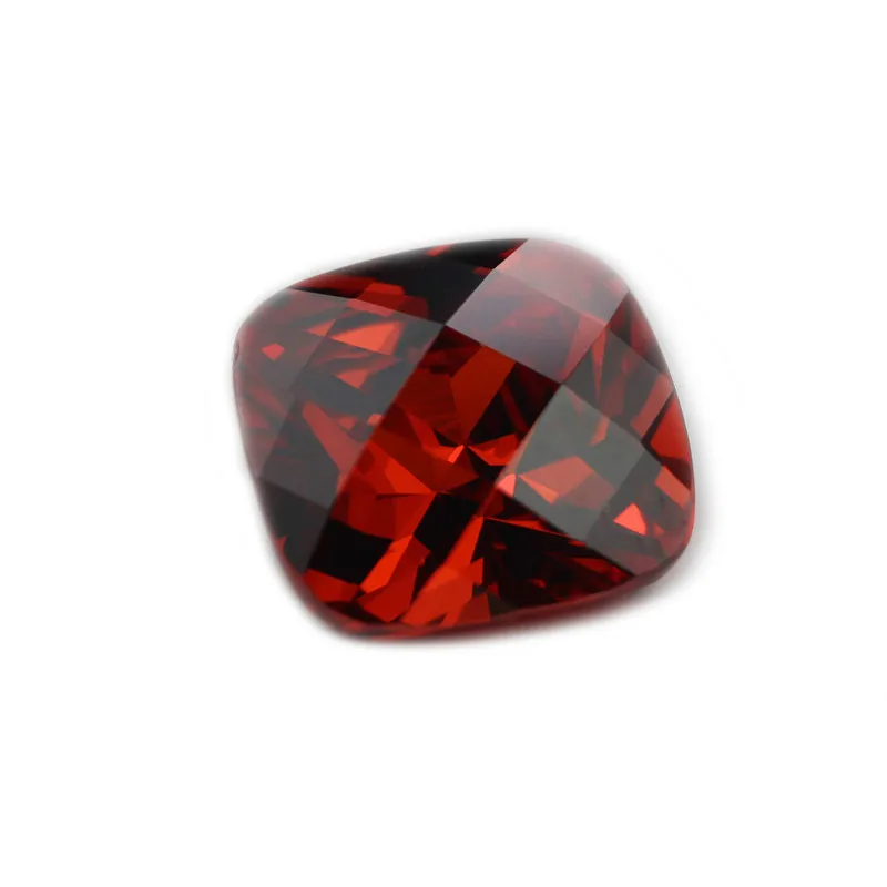 faceted garnet beads square shaped for jewelry making one checker board cushion with 10X10mm red cubic zircon CZ