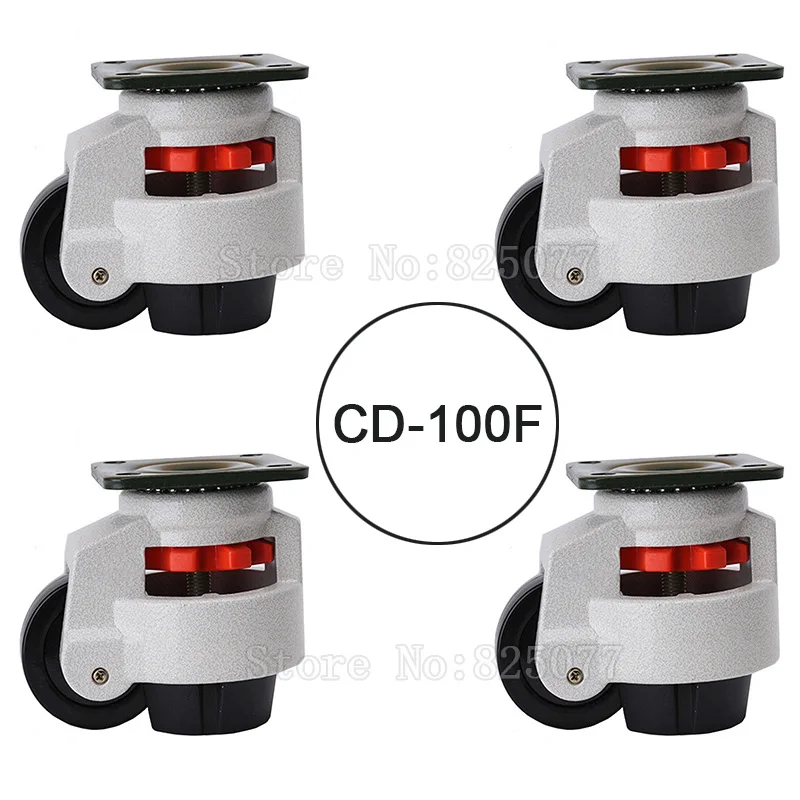 

4PCS CD-100F Load Bearing 750kg/pcs Level Adjustment MC Nylon Wheel and Aluminum Pad Leveling Caster Industrial Casters JF1554