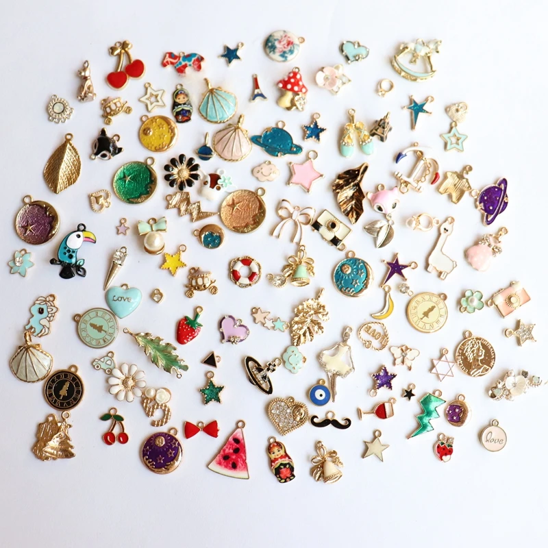 Feedback Customer ~ 30Pcs Mix Random Styles Glass Crystal KC Gold Color Glazing Alloy Charm Jewelry Pendants