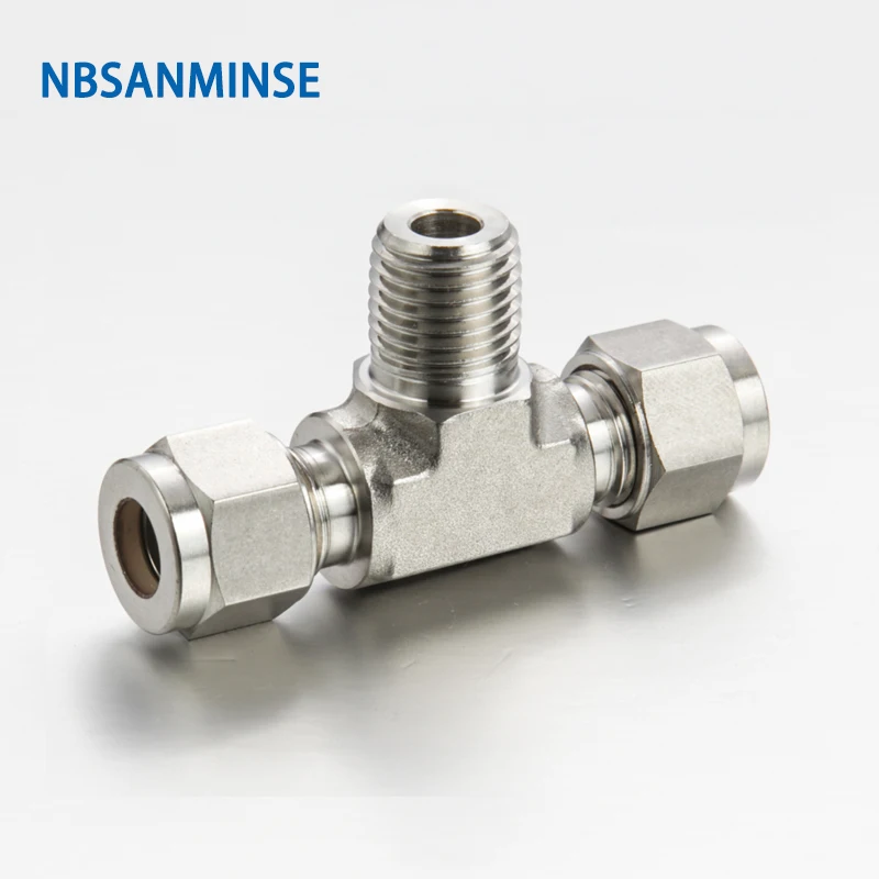 5Pcs/Lot MBT 1/8 1/4 3/8 1/2 Coupling Connector  Male Branch Tee Stainless Steel 316L Tube Plumbing Fitting High Quality Sanmin