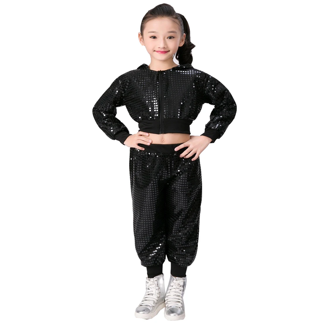 Songyuexia Dance costume for children Jazz clothes Sequined Jazz Wear Hip-hop Dance Stage Performance Clothing 110-160cm