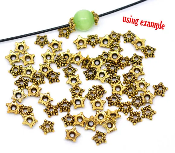 Free Shipping 2500pcs Antique Gold Tone Flower Bead End Caps Findings 5.2mm(Fit 6-8mm Bead) Beads Jewelry Findings Wholesale