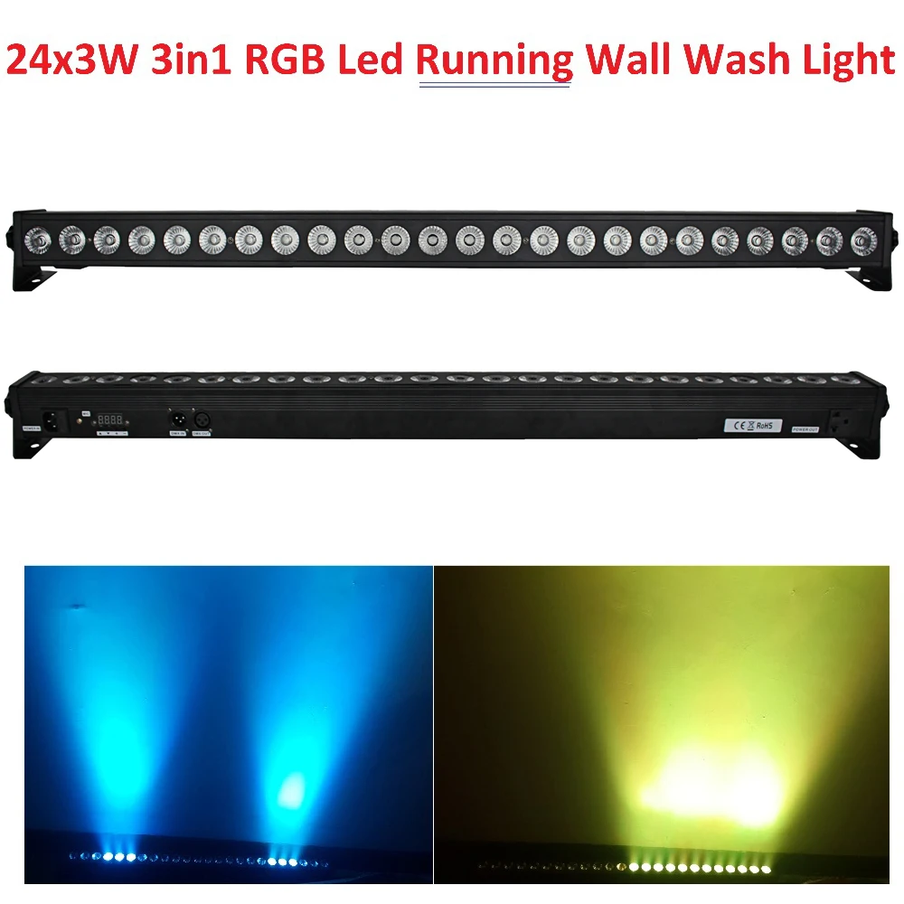 

Hot Sale 2019 Led Wall Wash Light 24X3W RGB 3in1 LED Line Bar Stage Lights With Running Horse Function Led Individual Control