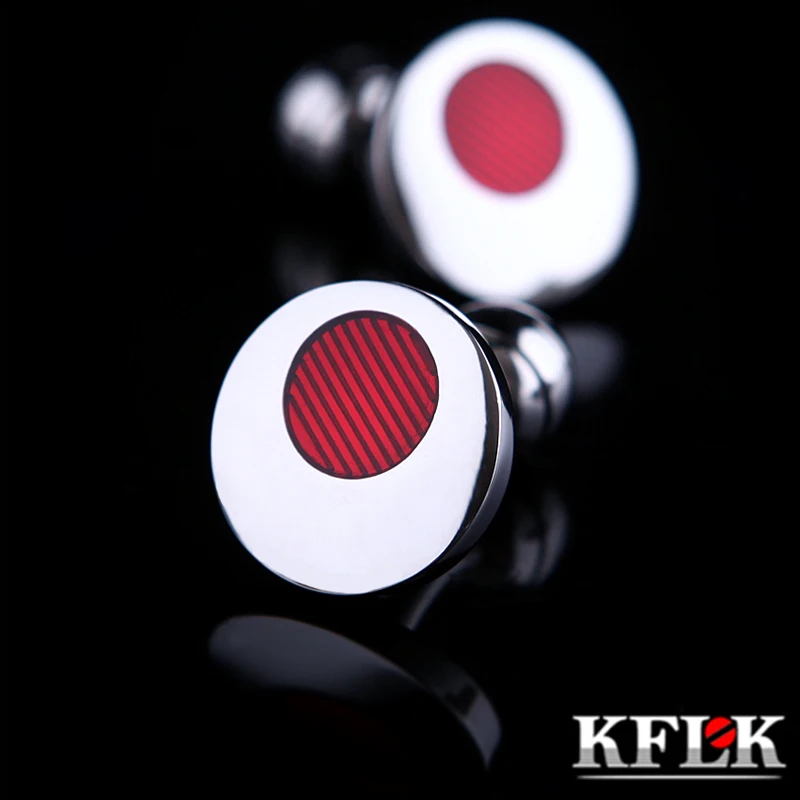 

KFLK Jewelry shirt cufflinks for mens Brand High Quality Fashion Cuff link Button Red Luxury Wedding Groom Male guests