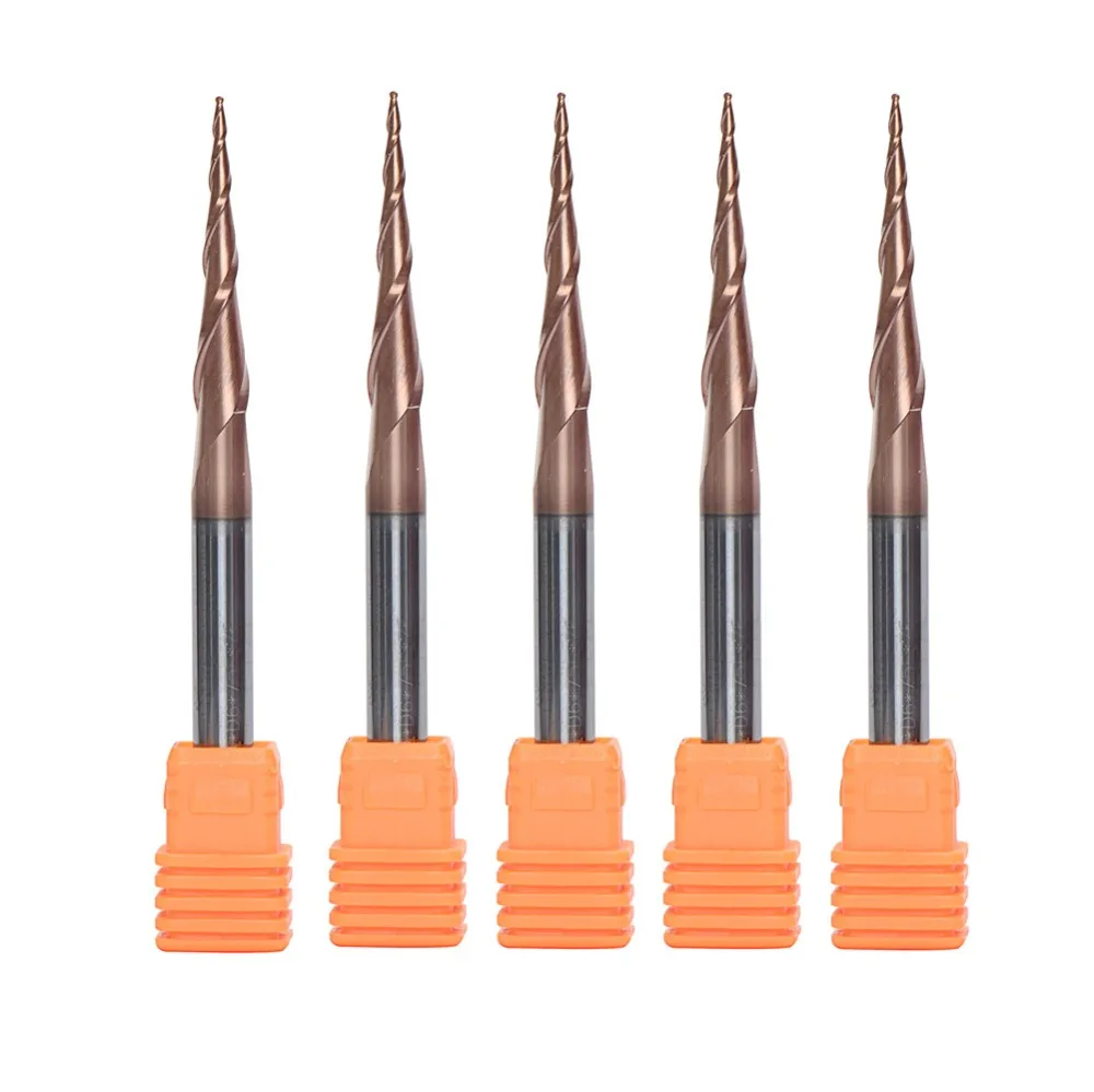 

5pcs/Lot HRC62 Coated D4 D6 Solid Carbide 4mm 6mm Ball Nose Tapered End Mills Router Bits Taper Wood Metal Cutters Cone Mill