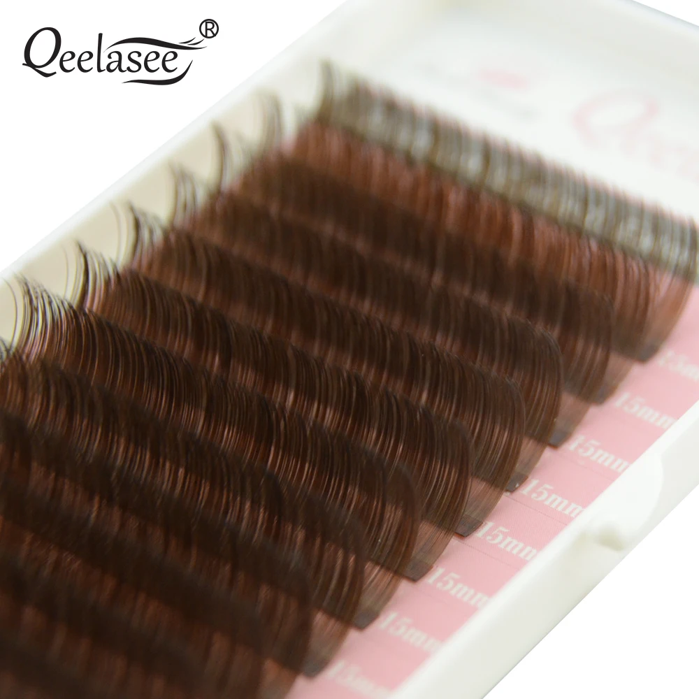 Qeelasee Braune Wimpernverlängerungen aus Nerz, Hochwertiges Make-up-Material, Weiche Natürliche Vorgefertigte Volumen-Wimpern – Detail 5