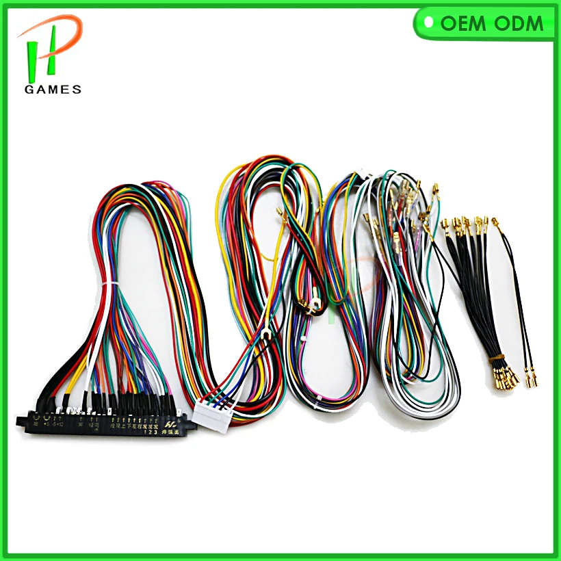 

Free shipping 4 pcs Jamma arcade wire harness with 5, 6 action button wires 2 players JAMMA wiring for DIY arcade game parts