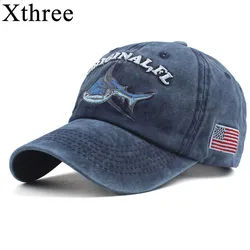 Xthree 100% lavado homens de algodão boné de beisebol cap equipado chapéu snapback para mulheres gorras casual casquette bordado carta retro cap