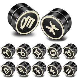 1piece Stainless Steel Jewelry Strong Magnet Magnetic Health Care Ear Stud Non Piercing Earrings 12 Constellation Punk Mens Gift