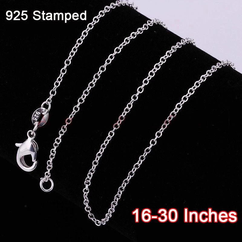 

Wholesale 16-30 Inches 20PCS Necklace Chains Real 925 Sterling Silver Findings ROLO O Link DIY Jewelry