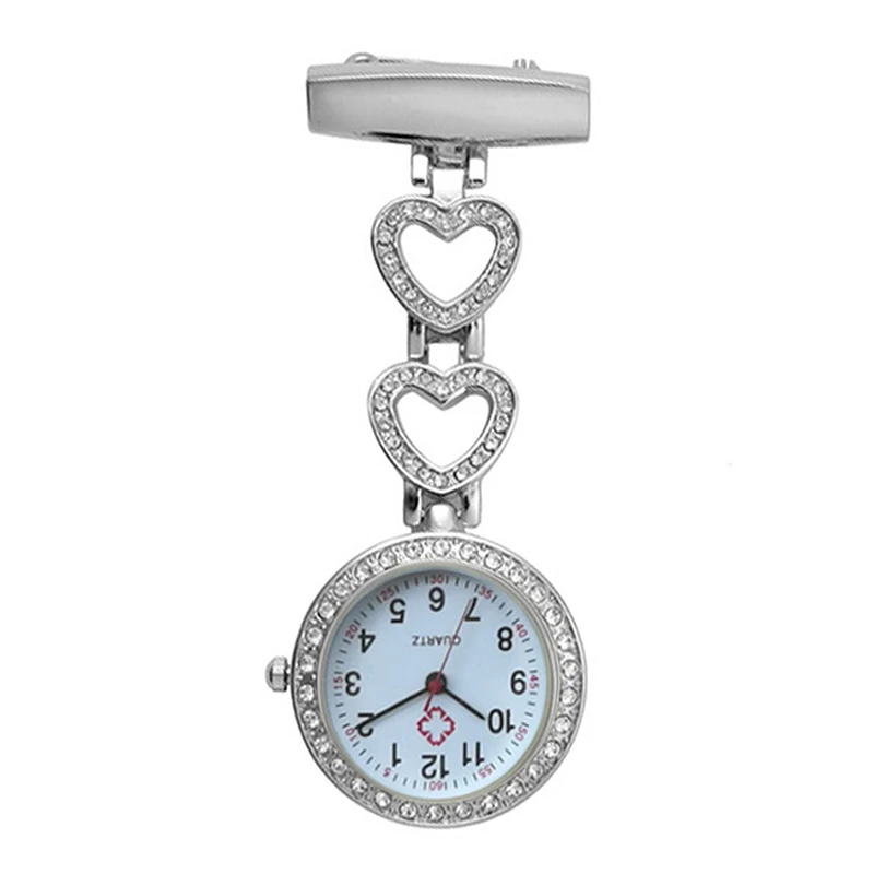 Fashion Women Pocket Watch Clip-on Heart/Five-pointed Star Pendant Hang Quartz Clock For Medical Doctor Nurse Watches LL