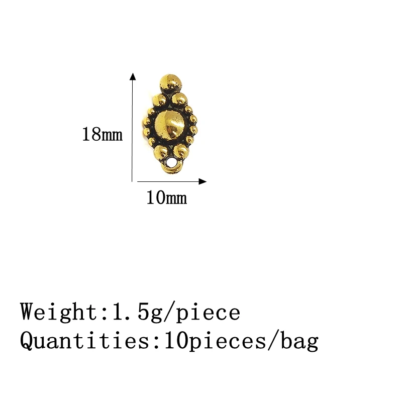 2025 New Fashion 18mm 10pieces/bag Retro Zinc Alloy Oval Earring Base Connectors Linkers for DIY Earring Jewelry Accessories