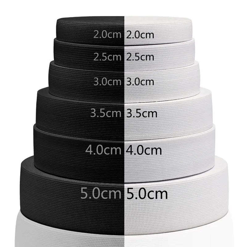 XUNZHE 5 Meters White And Black 10/15/ 20/25/30/40/50mm Highest Nylon Band Elastic Sewing Garment Accessories DIY