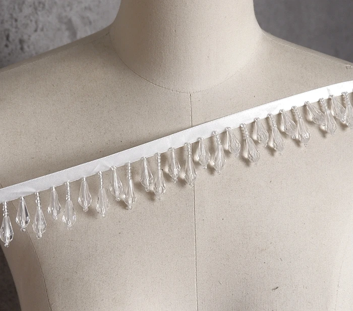 2 mt/los Perlen Anhänger Spitze Trim Quaste Breite 4 CM Handgemachte DIY Hause Dekoration Bühne Kleidung Hochzeit Kleid Vorhang Zubehör – Detail 13