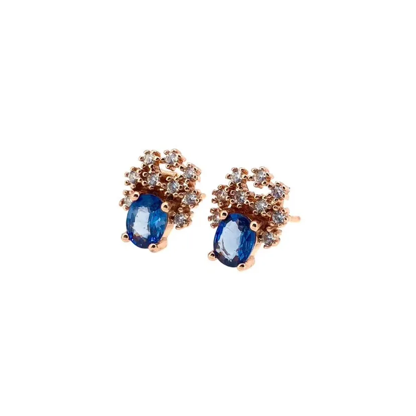 blue shinning gemstone earrings for women ornament stud earring natural sapphire sep lucky birthstone Virgo girl party gift