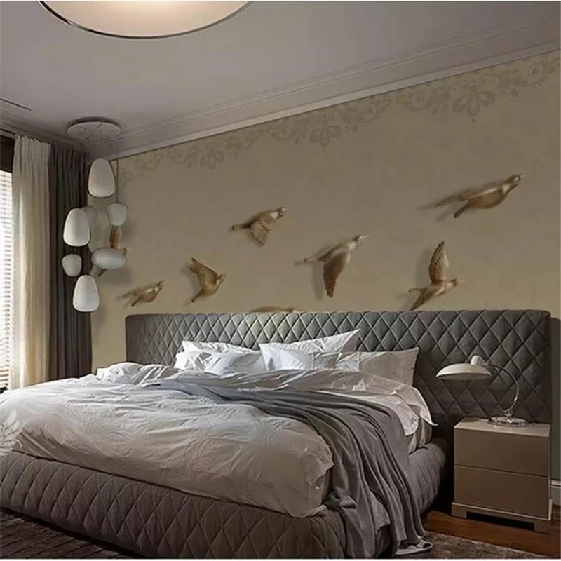 

wellyu Custom wallpaper 3d large murals new Chinese flying bird background painting papel de parede for living room wallpapers