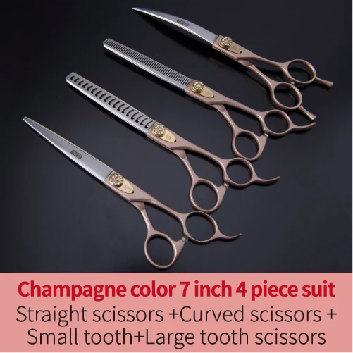 Fenice 7.0/7.5/8,0 Professional Dog Pflege Schere Schneiden Gerade Gebogen Ausdünnung Schere Set Kit Haustiere Werkzeuge für pommerschen