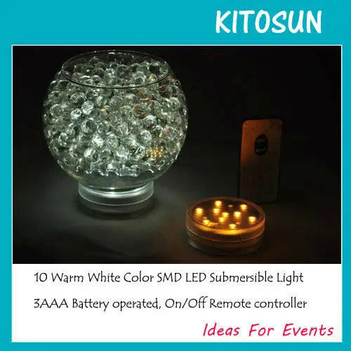 20pcs/lot 3AAA Battery Operated Super Bright 10 White 100% Waterproof LED Flower Vase Light Submersible Floralyte FLoral Light