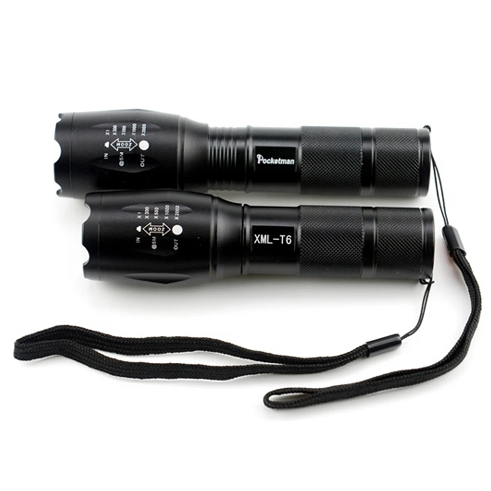 USA EU Top Selling E17 CREE XML T6 2000LM Aluminum Camping Zoomable cree led flashlight Torch lamplight for AAA or 18650 battery