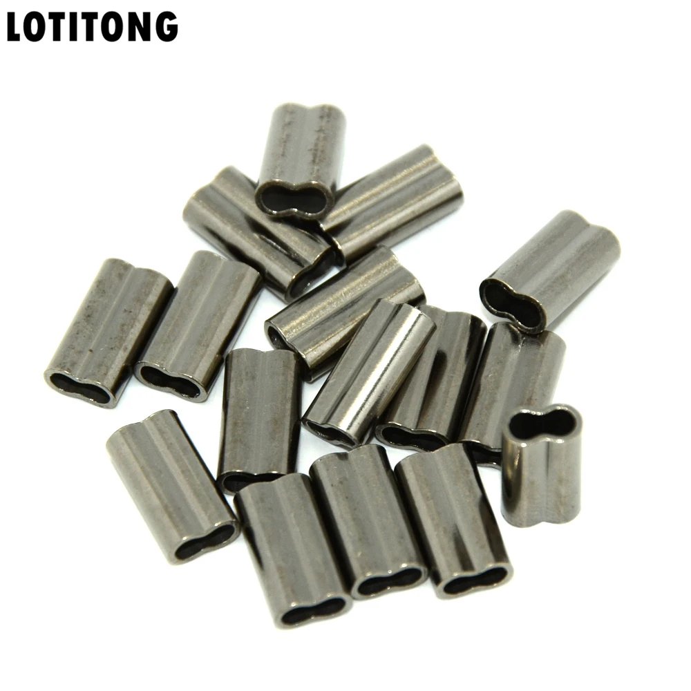 LOTITONG 100pcs Barrel Crimping Sleeves copper double tube sea fishing wire sleeve fishing line tube inside Diameter 1.4mm-2.2mm