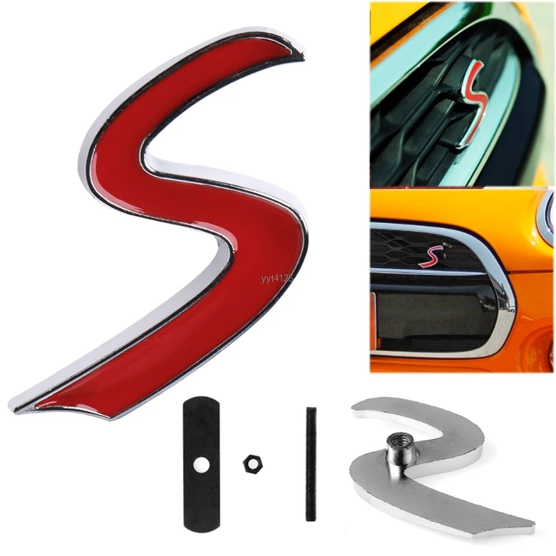 3D Metal S Front Grille Emblem Sticker for Mini Cooper R50 R52 R53 R56 R57 R58 R60 JCW Grill Badge Decals Exterior Accessories