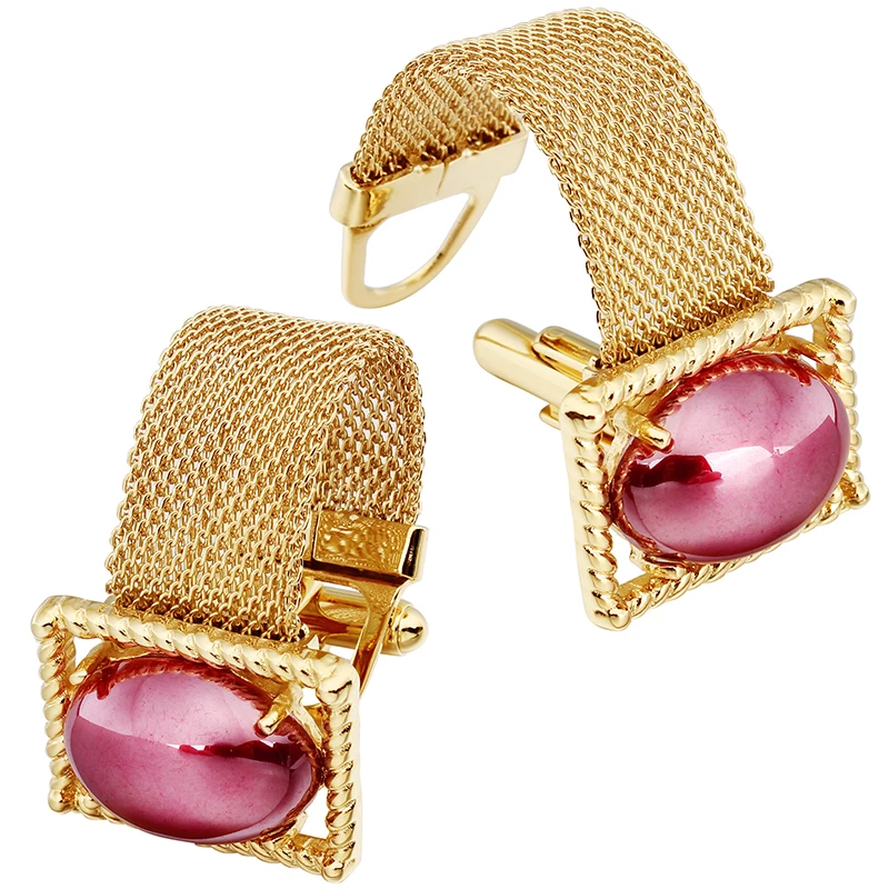 

HAWSON Mens Cufflinks with Chain - Rose Imitation Pearl and Shiny Gold Tone Shirt Accessories - Party Gifts for Young Men