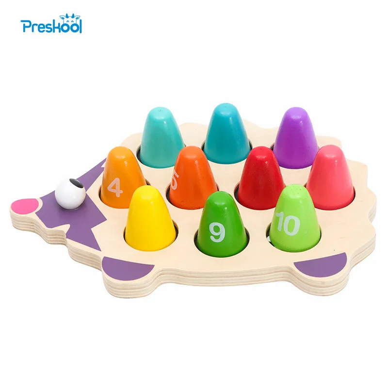 Preskool Montessori Cho Bé Đồ Chơi Gỗ Cho Trẻ Em Giáo Dục Đồ Chơi Hoạt Hình Thú Nhím Màu Số Game Phù Hợp Brinquedos Juguets