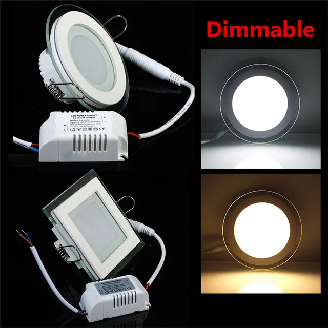 

Dimmable LED Panel Downlight Square/Round Glass Panel Lights High Brightness Ceiling Recessed Lamps For Home SMD5630 AC85-265V