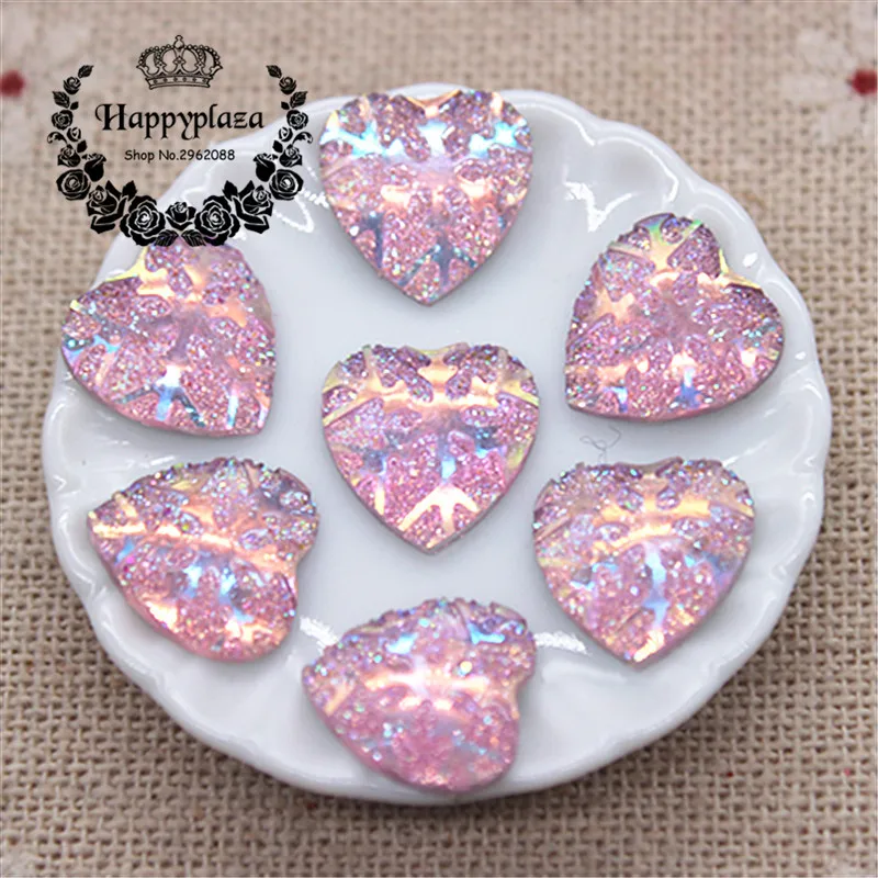 100PCS 12 millimetri Fiocco di Neve Superficie Luce Rosa Cuore/Rotondo Flatback Cabochon In Resina Accessori FAI DA TE Bottone Decorativo