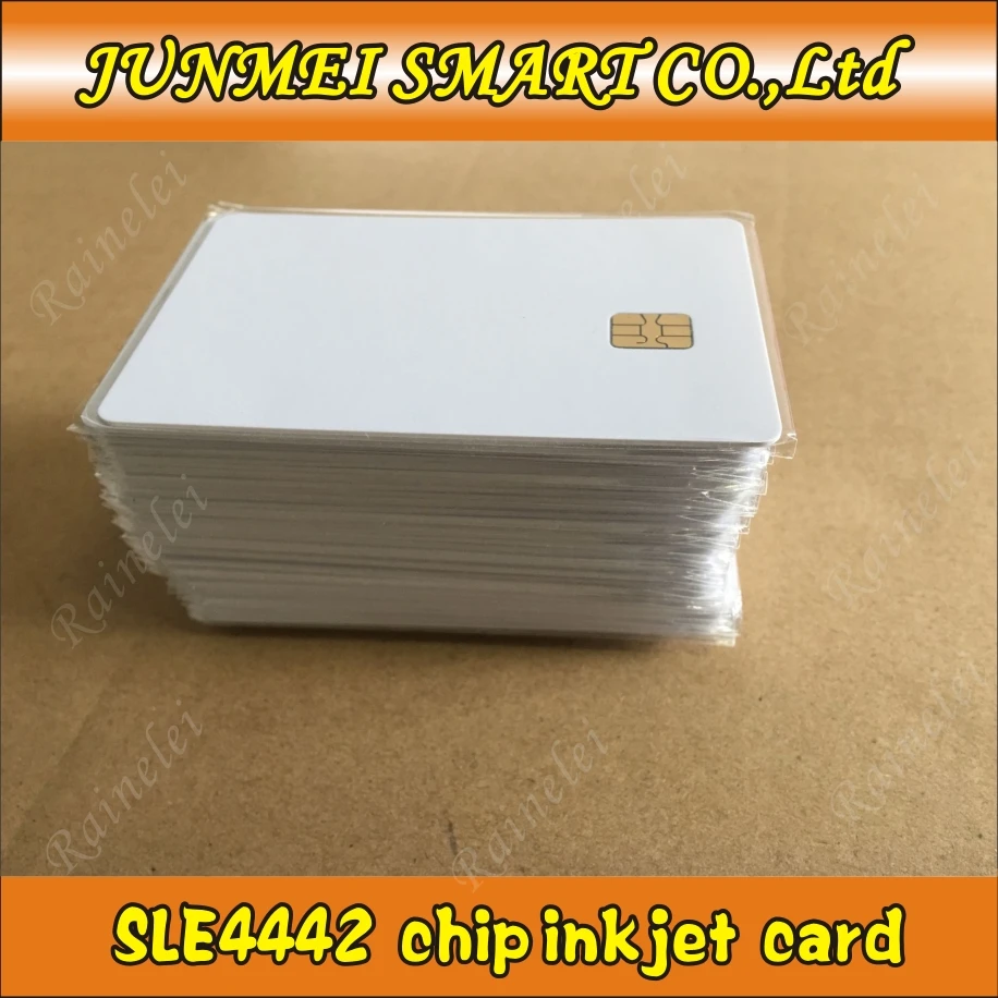 50 PCS white inkjet printable PVC IC with SLE 4442 card ISO 7816 blank Smart contact IC card For Epson/Canon Inkjet Printer