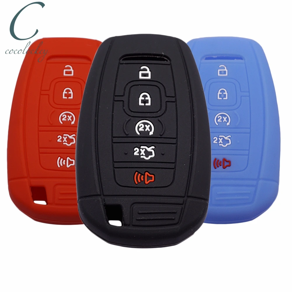 

Cocolockey 5 button silicone car key cover fit for lincoln mkc mkz Truck 5 Button Smart Key car styling