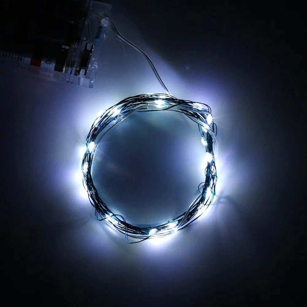 Silver wire White 5M 50 leds String Light Mini holiday lighting 16.5 FT LED String 3AA Batteries Fairy String Lights