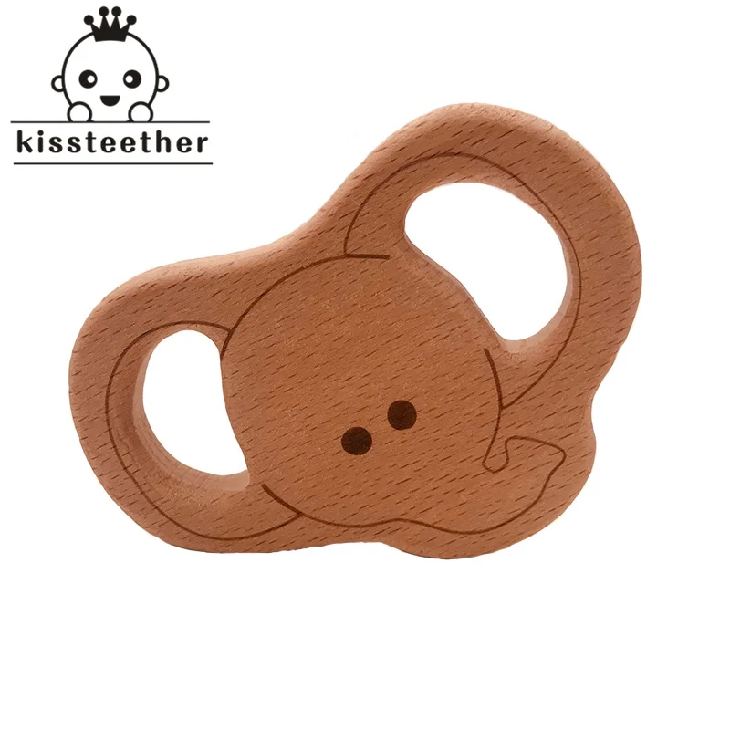 

Beech Elephant Wooden Teether Customizable Baby Diy Teething Necklace BPA Free Food Grade Pendants