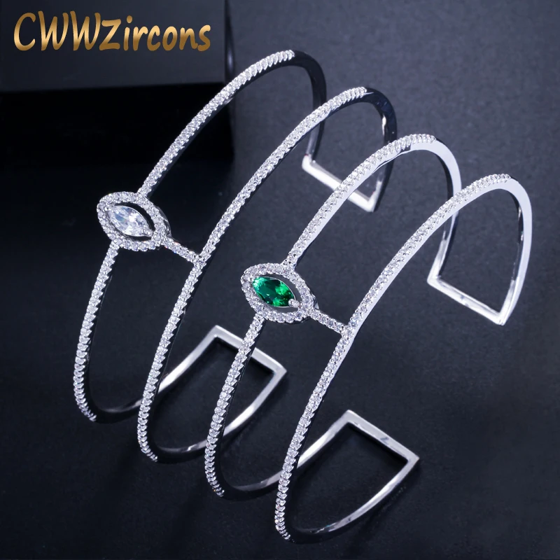 

CWWZircons Fashion Brand Laides Jewellery Exquisite Micro Pave AAA Cubic Zirconia Big Adjustable Cuff Bangles for Women BG028